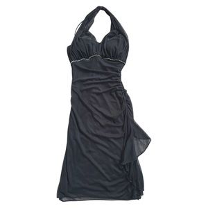 Black Formal Halter Midi Dress